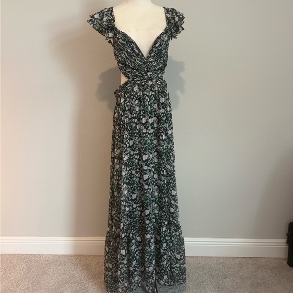 astr black floral dress Sara Floral Lace Trim Dress main image 1